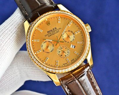 Rolex Datejust 9100 Movement 41*10mm 316L Steel Cowhide Leather Band Diamond Watch